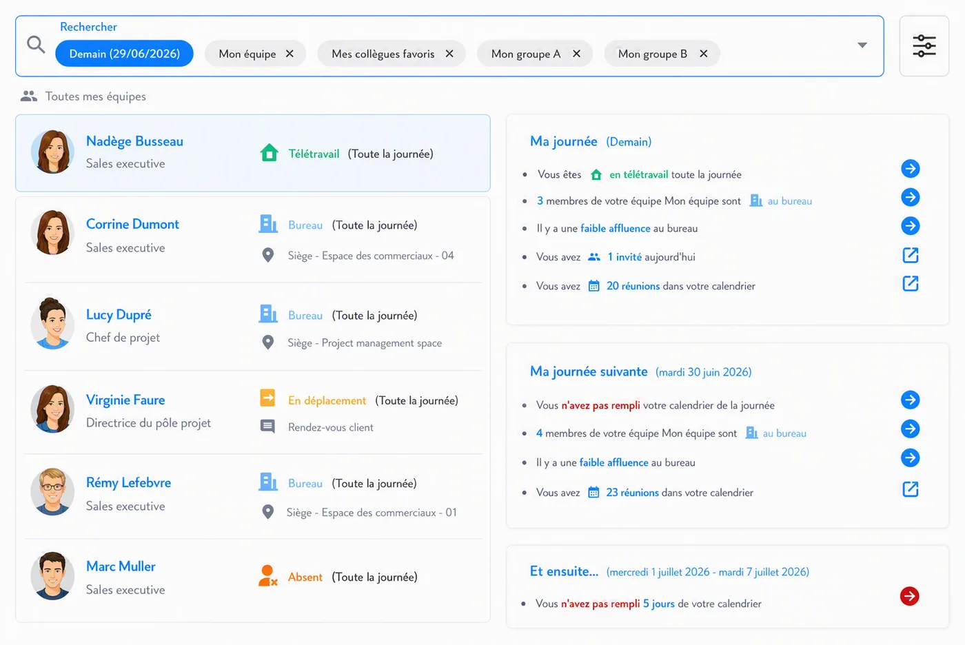 BeeMyFlex real-time view: who is in the office, working remotely or travelling today